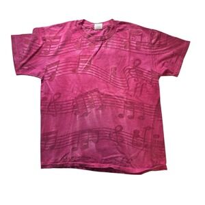 Vintage 90s Jones Tones Shirt AOP Single Stitch‎ Large Tee Pink
